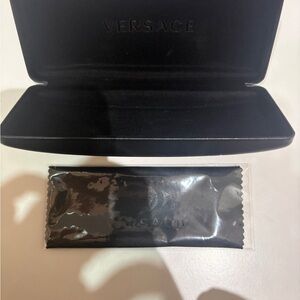 Versace Black Eyewear Case with Logo and Cleaning Cloth
